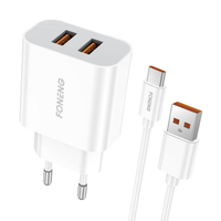 FONENG CHARGEUR RAPIDE EU45 AVEC 2X USB + CÂBLE USB TYPE C EU45 TYPE-C