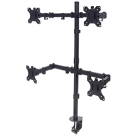 Manhattan TV & Monitor Mount, Desk, Double-Link Arms, 4 screens, Screen Sizes: 10-27", Black, Stand or Clamp Assembly, Quad Screens, VESA 75x75 to 100x100mm, Max 8kg (each), Lif...
