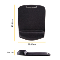 Fellowes Mouse Mat Wrist Support - PlushTouch Mouse Pad with Non Slip Rubber Base & Antibacterial Protection - Ergonomic Mouse Mat for Computer, Laptop, Home Office Use - Black