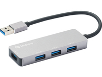 Sandberg 333-67 hub de interfaz USB 3.2 Gen 1 (3.1 Gen 1) Type-A 5000 Mbit/s Gris