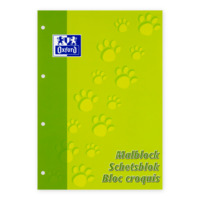 Oxford A4 Malblock, blanko, 100 Blatt, Optik Paper® , 4-fach gelocht, kopfseitig geleimt, stabile Kartonunterlage, hellgrün