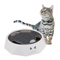 Relaxdays Katzenspielzeug mit Maus, HBT: 7,5x25,5x25,5 cm, interaktive Katzenspiele, Katzenrondell elektrisch, weiß/grau
