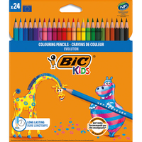BIC KIDS Evolution ECOlutions Crayons de Couleur Eco-responsables - Couleurs Assorties, Etui x24