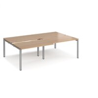 Adapt sliding top double back to back desks 2400mm x 1600mm - silver frame and b