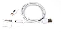 3-in-1 Lightning l 30 Pin l Micro USB to USB Kabel, Charge & Sync, MFI certified, 1m - white USB-kabels