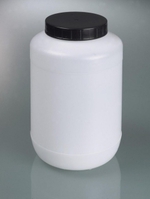 Pot met wijde hals 2000 ml HDPE w.schroefstop PP zwart w.PE dichtingsring rond transparant