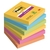 3M Post-it® 654 Super Sticky jegyzettomb, 76 x 76 mm, színes, 6 tomb/90 lap