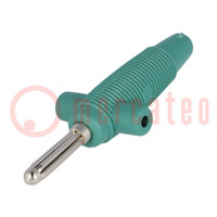 Plug; 4mm banana; 30A; 60VDC; green; 3mΩ; 2.5mm2; on cable; 60.5mm