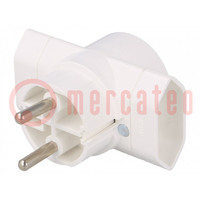 Connector: AC supply; splitter; 2P; Type: round,flat; white