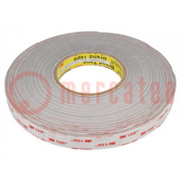 Tape: fixing; W: 19mm; L: 33m; Thk: 600um; acrylic; grey