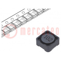 Inductor: wire; SMD; 1mH; 400mA; 1.53Ω; ±20%; 12x12x6mm; -40÷125°C