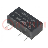 Converter: DC/DC; 1W; Uin: 4.5÷5.5V; Uout: 15VDC; Iout: 66mA; SIP7