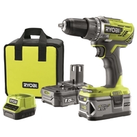 RYOBI - TALADRO ATORNILLADOR 2 VELOCIDADES 18 V ONEPLUS ? 2 BATERÍAS DE LITIO PLUS 4,0 AH Y 1,5 AH ? 1 CARGADOR RÁPIDO ? R18DD3-