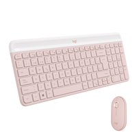 Logitech MK470 Slim Combo klawiatura Dołączona myszka RF Wireless QWERTY Hiszpański Różowy