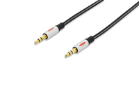 Ednet Audio Anschlusskabel, stereo 3.5mm St/St, 1.5m, CCS, geschirmt, cotton, gold, si/sw