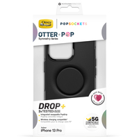 OtterBox Otter+Pop Case voor iPhone 13 Pro, Schokbestendig, Valbestendig, Beschermhoes met PopSockets PopGrip, 3x getest volgens militaire standaard, Antimicrobieel, Zwart