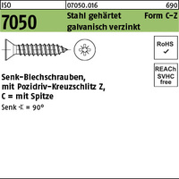 ISO 7050 Stahl 4,8 x 38 -C-Z galv. verzinkt passiviert gal Zn VE=S