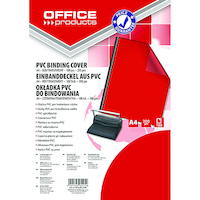 Okładki do bindowania OFFICE PRODUCTS, PVC, A4, 200mikr., 100szt., czerwone transparentne