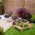 Relaxdays Kindersitzgruppe, Holz, Kindertisch mit Kreidetafel, Garten, HBT: ca. 51 x 90 x 87 cm, Maltisch, natur/schwarz