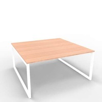 Bench piano noce canaletto 160x160xH.75 cm gamba ad anello in acciaio bianco linea Practika P2 - ECBEA16-NO-I