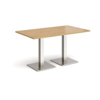 Brescia rectangular dining table with flat square brushed steel bases 1400mm x 8