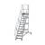 Plattformtreppe 45° fahrbar Stufenbreite 600 mm, 12 Stufen, Aluminium geriffelt