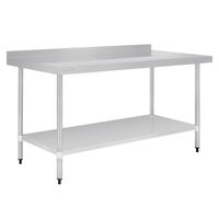 Vogue Table with Upstand in Silver Polished 430 Stainless Steel - 1800mm