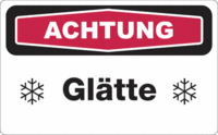 Focus-Schild - ACHTUNG<br>Glätte, Rot/Schwarz, 15 x 25 cm, Aluminium, Weiß