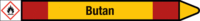 Rohrmarkierer mit Gefahrenpiktogramm - Butan, Rot/Gelb, 3.7 x 35.5 cm, Seton