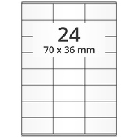 Universal-Etiketten weiß, 70 x 36 mm auf DIN A4 Bogen, 12.000 Papieretiketten permanent, 500 Blatt