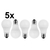 5er Set LED Birnenlampe SMD A60, E27, 8W 2700K 810lm 180°, weiß / matt