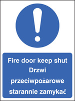 SPARTEX 21647A FIRE DOOR KEEP SHUT(ENGLISH/POLISH)(100X75MM)SA VINYL