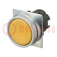Switch: push-button; 22mm; Stabl.pos: 2; yellow; none; IP66; flat