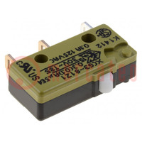 Mikroprzełącznik SNAP ACTION; 0,1A/125VAC; bez dźwigni; SPDT