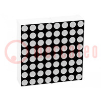 Display: LED; matrix; 8x8; red; 15mcd; cathode; 37.9x37.9mm