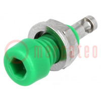 Connettore: banana 2mm; presa; 10A; 60VDC; Lung.tot: 17mm; verde