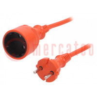 Extension lead; 2x1mm2; Sockets: 1; PVC; orange; 10m; 10A