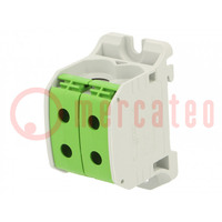 Splice terminal: rail; 50mm2; ways: 1; terminals: 4; green; STB; TS35