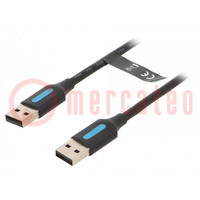 Kabel; USB 3.0; USB A wtyk,USB C wtyk; niklowany; 1,5m; czarny