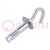 Hook; angular,with a anchor; steel; zinc; Thread len: 75mm