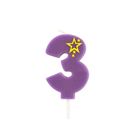 Zahlenkerze, Mini 6,8 cm lila "3". Material: Paraffin. Farbe: lila