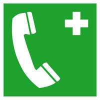Notruftelefon Rettungsschild, Alu, langnachleuchtend, Safety Marking, 20x20 cm DIN EN ISO 7010 E004 ASR A1.3 E004