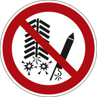 Verbotsschild - Verbotszeichen Feuerwerk zünden verboten, Durchm.: 31,5 cm DIN EN ISO 7010 P040