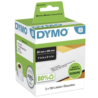 DYMO LW etichette per indirizzi | 28 mm x 89 mm | 2 rotoli da 130 etichette facili da staccare (260 pezzi) | autoadesive | per etichettatrici LabelWriter | originali