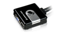 iogear 2-Port Compact USB VGA KVM Switch interruptor KVM Negro