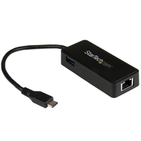 StarTech.com USB-C auf Gigabit Netzwerkadapter mit extra USB Anschluss - Schwarz