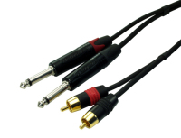 Contrik 2 x 6.35 TS/2 x 6.35mm M/M 10m audio kabel 2 x 6.35mm TS Zwart, Rood