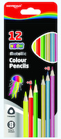 Kredki ołówkowe KEYROAD, trójkątne, metaliczne i neonowe, 12szt., mix kolorów