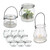 Relaxdays Windlicht Glas, 12er Set, Teelichthalter mit schwarzem Henkel, 3 versch. Größen, Kerzenglas, rund, transparent