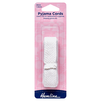 Hemline Polyester Pyjama Cord: 1.5m x 20mm: White 1 x Pack consists of 5 Individual sales units